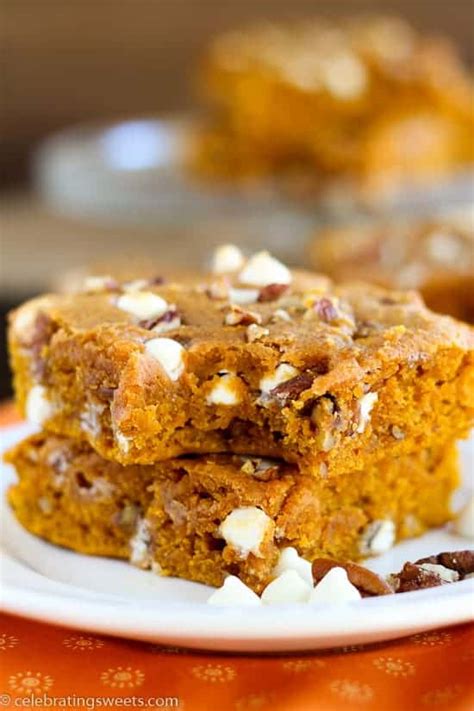 Pumpkin Blondies With White Chocolate Celebrating Sweets
