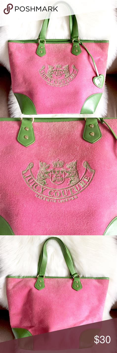Juicy Couture Large Pink Tote Leather Trim Bag 🌟 Pink Tote Trim Bag