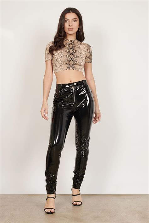 Tobi Pants Womens Perfect Control Black Patent Leather Pants Black ⋆ Theipodteacher