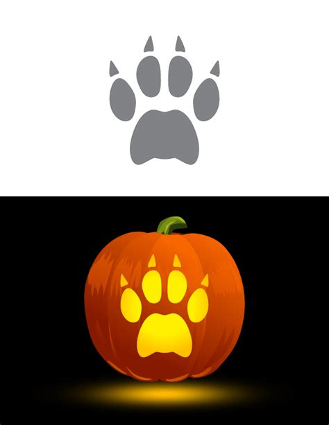 A Carved Pumpkin With Paw Prints On It Printable Dog Paw Print