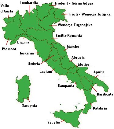 Włochy leżą w południowej europie na półwyspie apenińskim. Mapa Wlochy
