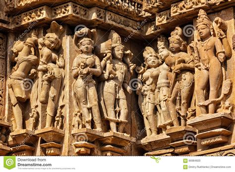 Famous Stone Carving Sculptures Of Khajuraho Stock Photo Image Of