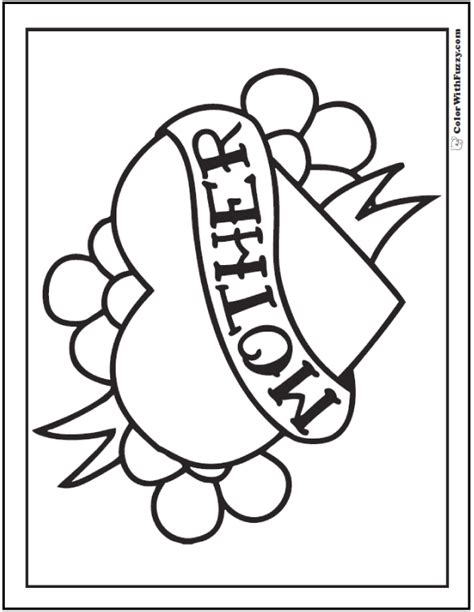 Thus, children will be able to color the shapes and different figures or pictures anyway they. Happy Mother's Day Coloring Picture: Heart, Flowers, Banner | Mothers day coloring pages ...