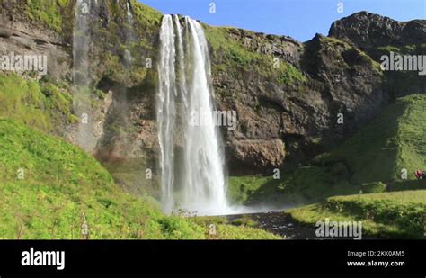 Icelandic Waterfall Magnificent Power Of Nature Seljalandsfoss In South Stock Video Footage