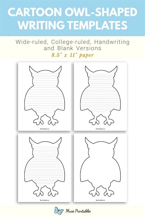 Printable Cartoon Owl Shaped Writing Templates Writing Templates