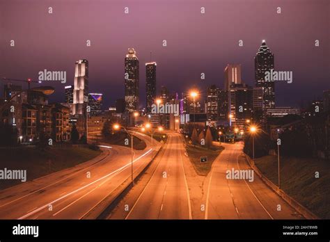Atlanta City Night Panoramic View Skyline Georgia Usa Stock Photo Alamy