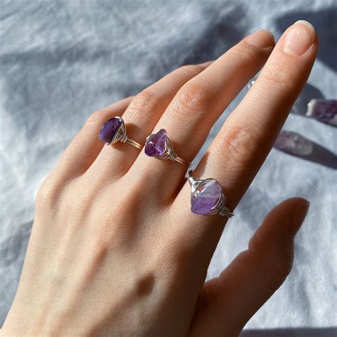 Handmade Crystal Wire Wrapped Rings Gemstone Rings Etsy