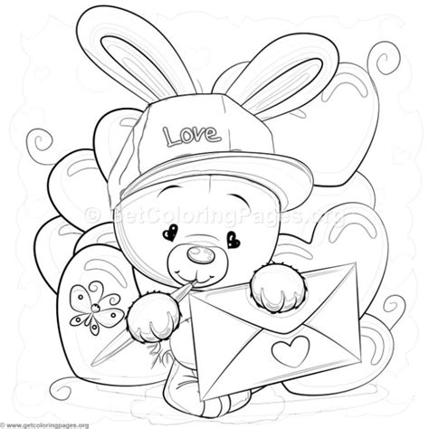 Valentine Rabbit Coloring Pages