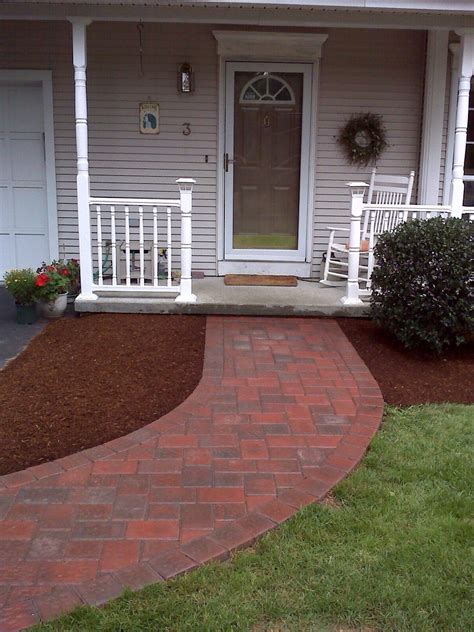 Brick and pavers also come in many different colors and shapes allowing. I really like the red pavers. | Paver walkway, Walkway, Patios