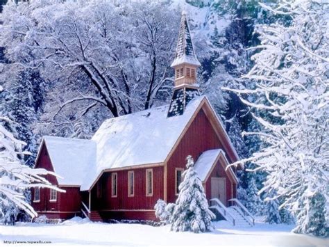 Churches Winter Scenes Free Church In Winter Wallpaper