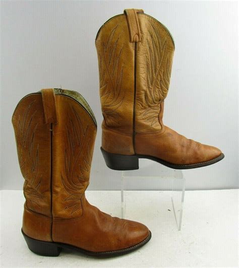 Mens Acme Brown Leather Western Cowboy Boots Size Gem