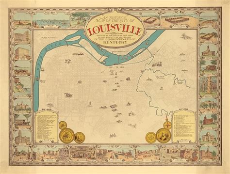 Old Map Of City Of Louisville 1934 Historical Map Fine Etsy