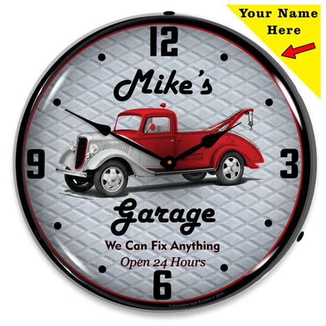 Personalized Garage Led Lighted Wall Clock Lighted Wall Clocks