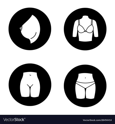 Female Body Parts Glyph Icons Set Royalty Free Vector Image