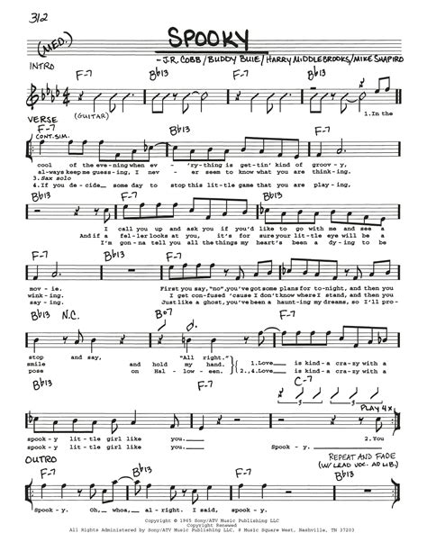 Spooky Sheet Music | Classics IV | Real Book – Melody, Lyrics & Chords