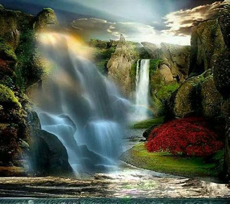 Magical Waterfall Beautiful Landscape Images Scenic Waterfall