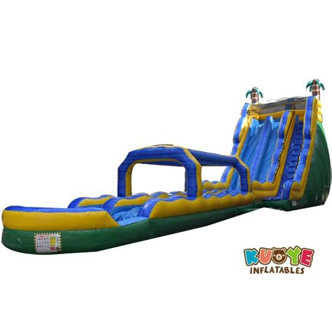 Ws049 24ft Tropical Wave Dual Lane With Slip And Slide Kuoye Inflatables