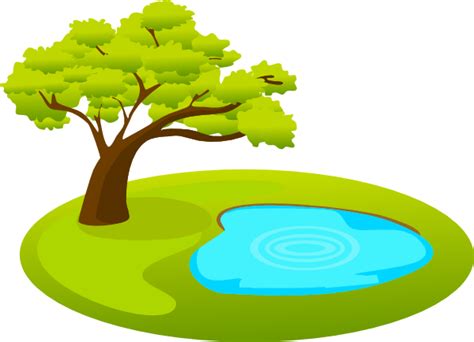 Pond With Tree Clip Art At Vector Clip Art Online Royalty