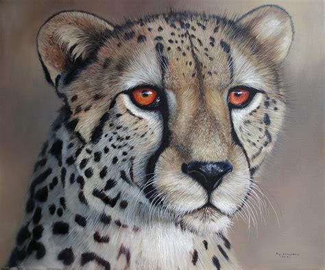 Pip Mcgarry Cheetah Portrait Enlarge Page Art Size 24x20ins