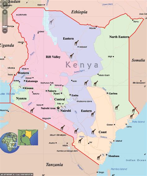 Kenya Map And Kenya Satellite Images