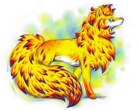 Golden Fox Full Body Version Colored Pencil Drawing By Sipporah Art