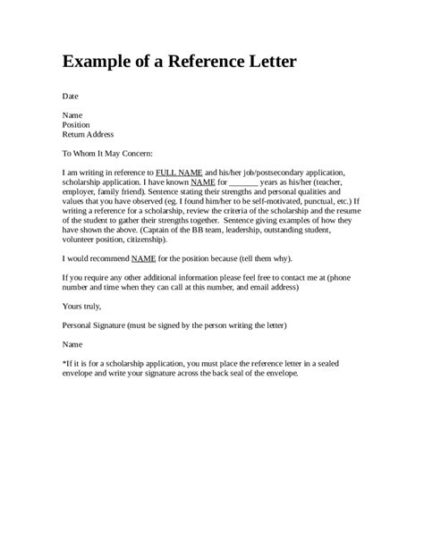 You can download the examples of letters of application in word and pdf for free. Free Example of a Reference Letter - Edit, Fill, Sign ...