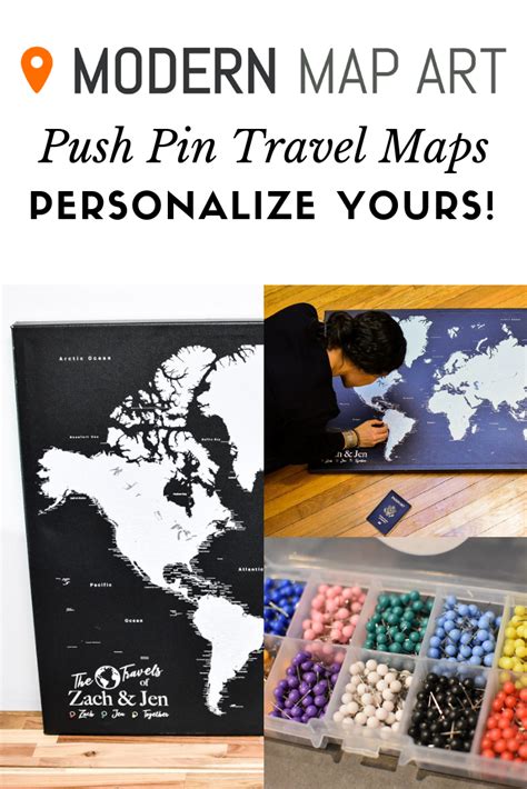 Push Pin World Map With Pins Black And Grey Pushpin Travel Map