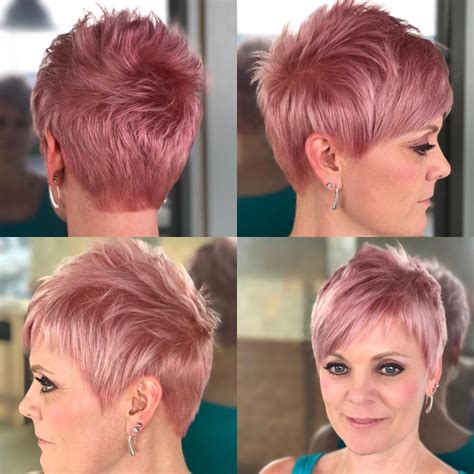 Pink Pastel Razor Cut Textured Pixie With Asymmetrical