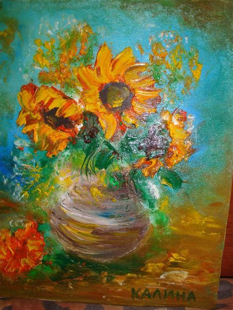Sunflowers Oilpainting Impressionism Gift Flowers Etsy Oil Painting