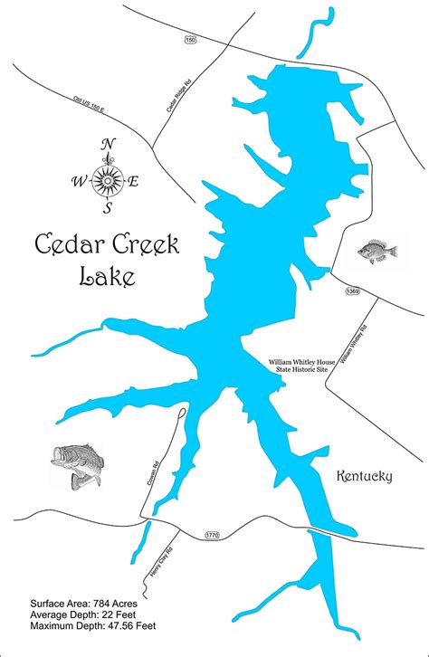 Cedar Creek Lake Map Verjaardag Vrouw 2020