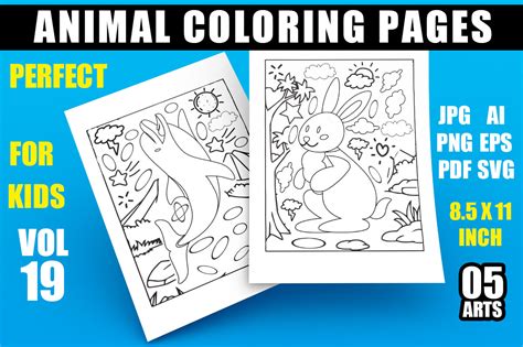 Animal Coloring Pages For Kids Vol 19 Graphic By Mtcreatives