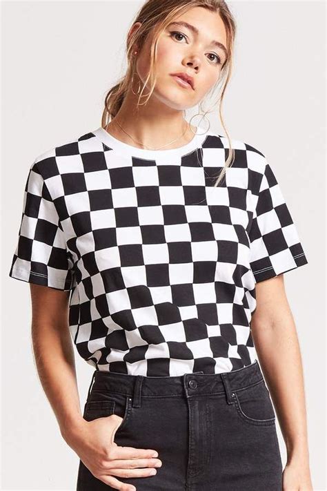 Forever Checkered Print Tee Cool Outfits Casual Outfits Fashion