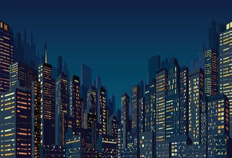 7x5ft Super Heroes Skyline City Buildings Night Sky Custom