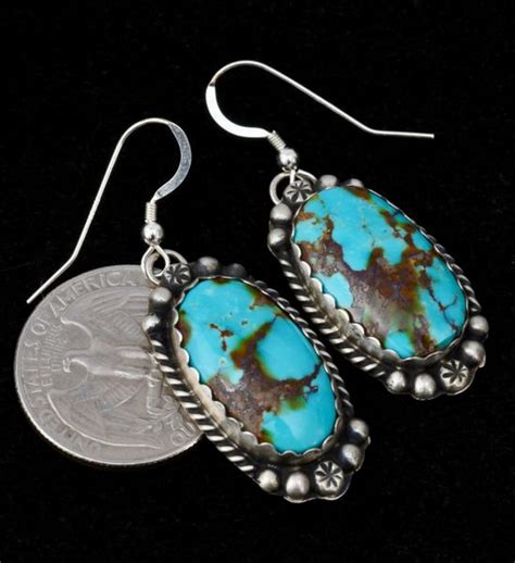 Sterling Navajo Kingman Turquoise Earrings 1274 HIGH PLAINS JEWELRY