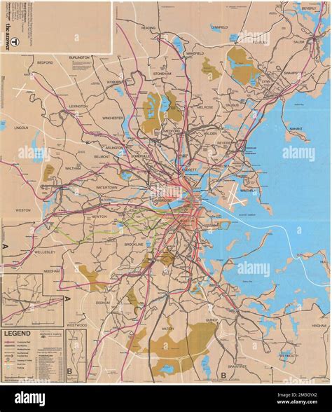 Metropolitan Boston Transportation Map Subway Bus Rail Local