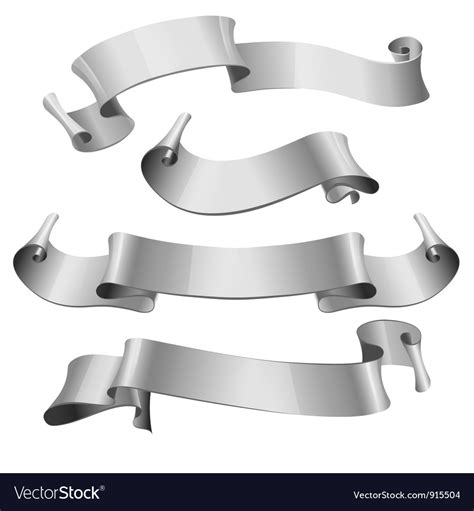 Silver Glossy Ribbons On A White Background Vector Image