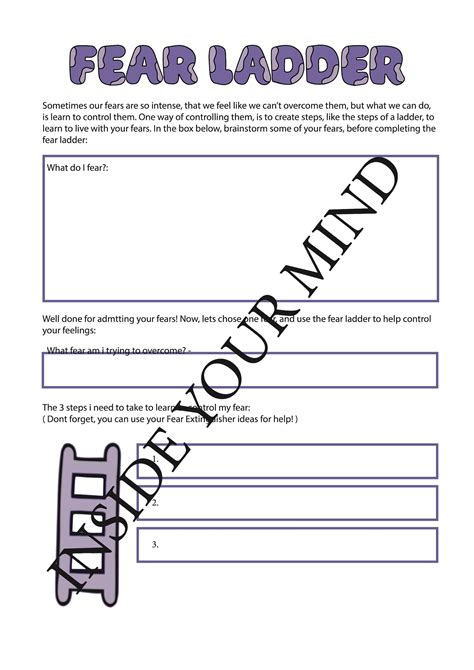 Emdr Childrens Therapy Worksheet Fear Ladder Supporting Etsy