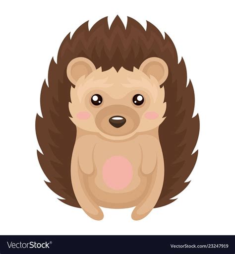 Cute Hedgehog Animal Cartoon Character Vector Illustration Isolated On