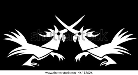 Two Cocks Fighting Vector Logo Style Stock Vector Royalty Free 46412626