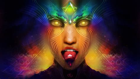 Anime Lsd Women Psychedelic Abstract Colorful Tongues Wallpapers