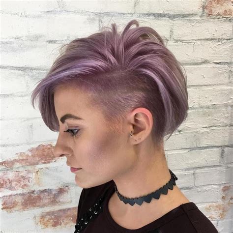 Asymmetric Lavender Undercut Pixie Short Hair Undercut Haircuts For