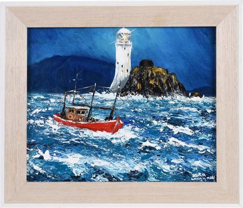 Sean Loughrey Raging Sea At Fastnet Lighthouse Mutualart