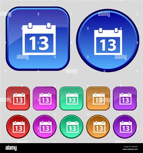 Calendar Sign Icon Days Month Symbol Date Button Set Colur Buttons