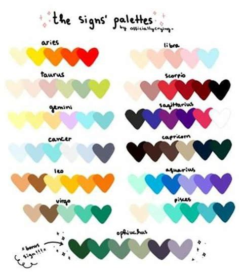 Zodiac Signs Colors Zodiac Star Signs Colour Pallete Colour Schemes