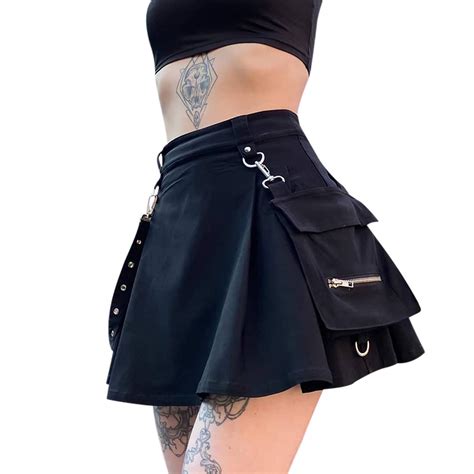 Buy Women Harajuku Gothic Mini Skirts High Waisted Skirts Punk Dark Academia Aesthetic Short A