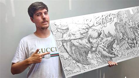 I Drew Mrbeast For 24 Hours Straight And Sent It To Him Zhc Youtube