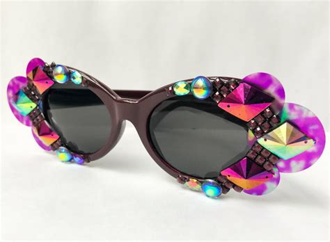 Purple Rhinestone Clout Goggles Purple Clout Glasses