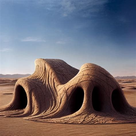 Futuristic Mysterious Mud Architecture In Desert Midjourney