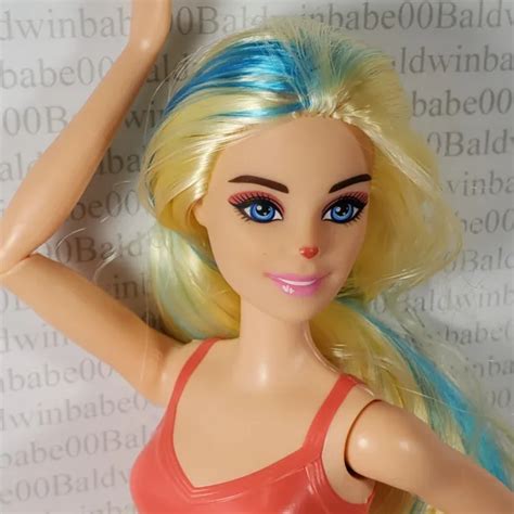 E49 NUDE MATTEL Barbie Cutie Reveal Blonde Blue Articulated Fashion