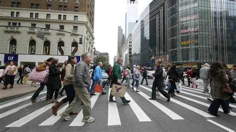 Crowd Of People Walking Crossing The Street In New York City 60p